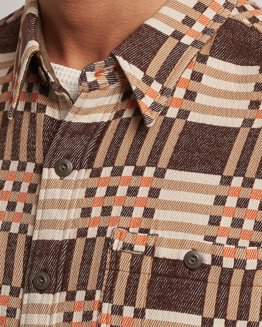 Herr | Skjortor | RRL | Cody Brushed Flannel Overshirt Brown Check