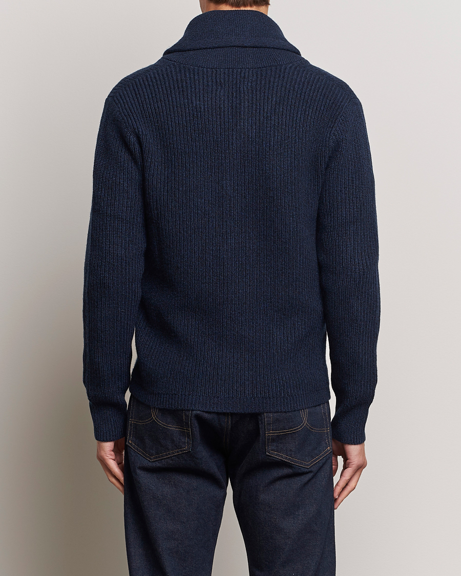 Herr | Tröjor | RRL | Recycled Cashmere Shawl Cardigan Navy Heather