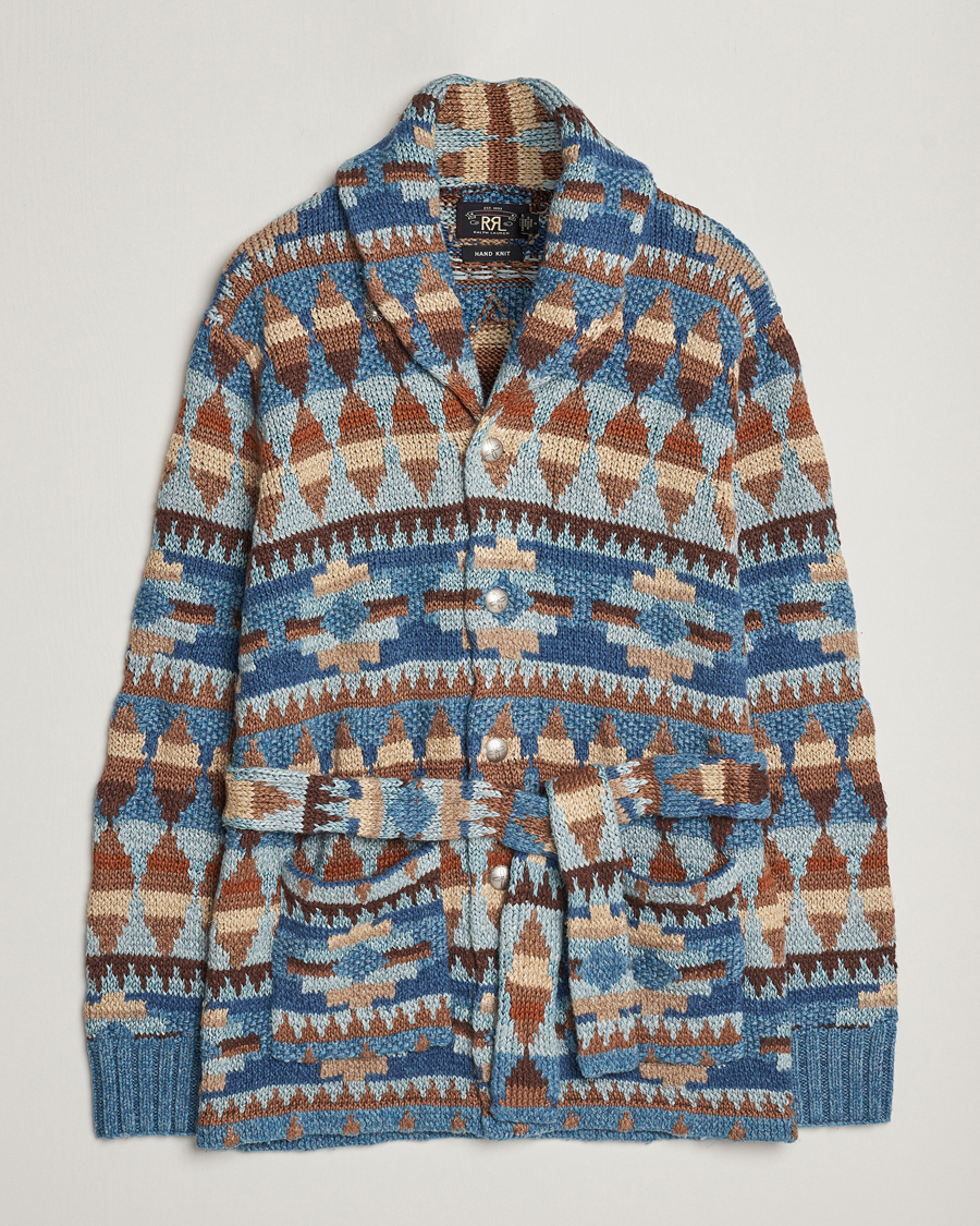 Herr | Tröjor | RRL | Ranch Shawl Collar Cardigan Brown/Blue