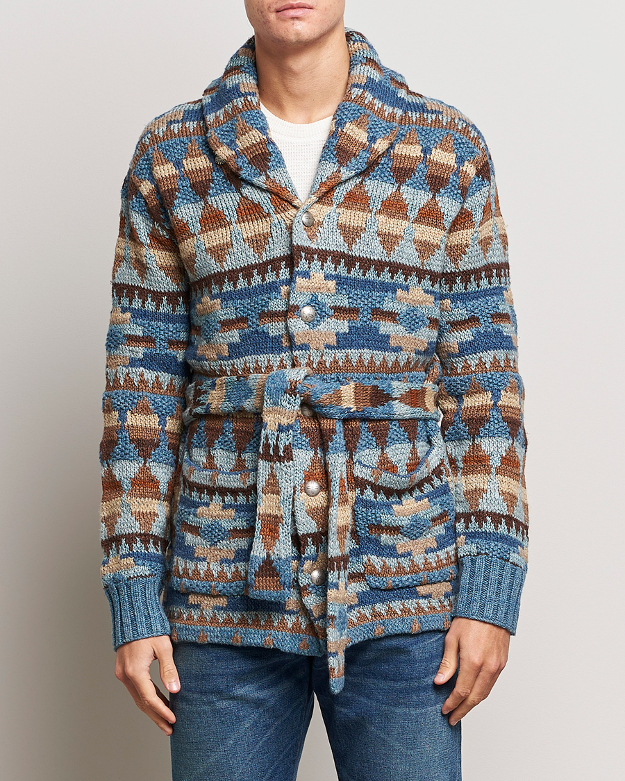Herr | Tröjor | RRL | Ranch Shawl Collar Cardigan Brown/Blue