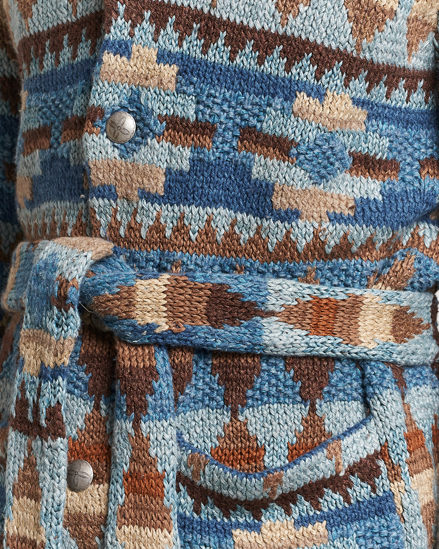 Herr | Tröjor | RRL | Ranch Shawl Collar Cardigan Brown/Blue