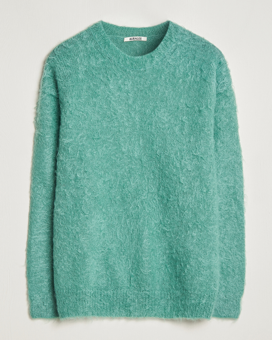 Herr | Tröjor | Auralee | Brushed Mohair Pullover Jade Green