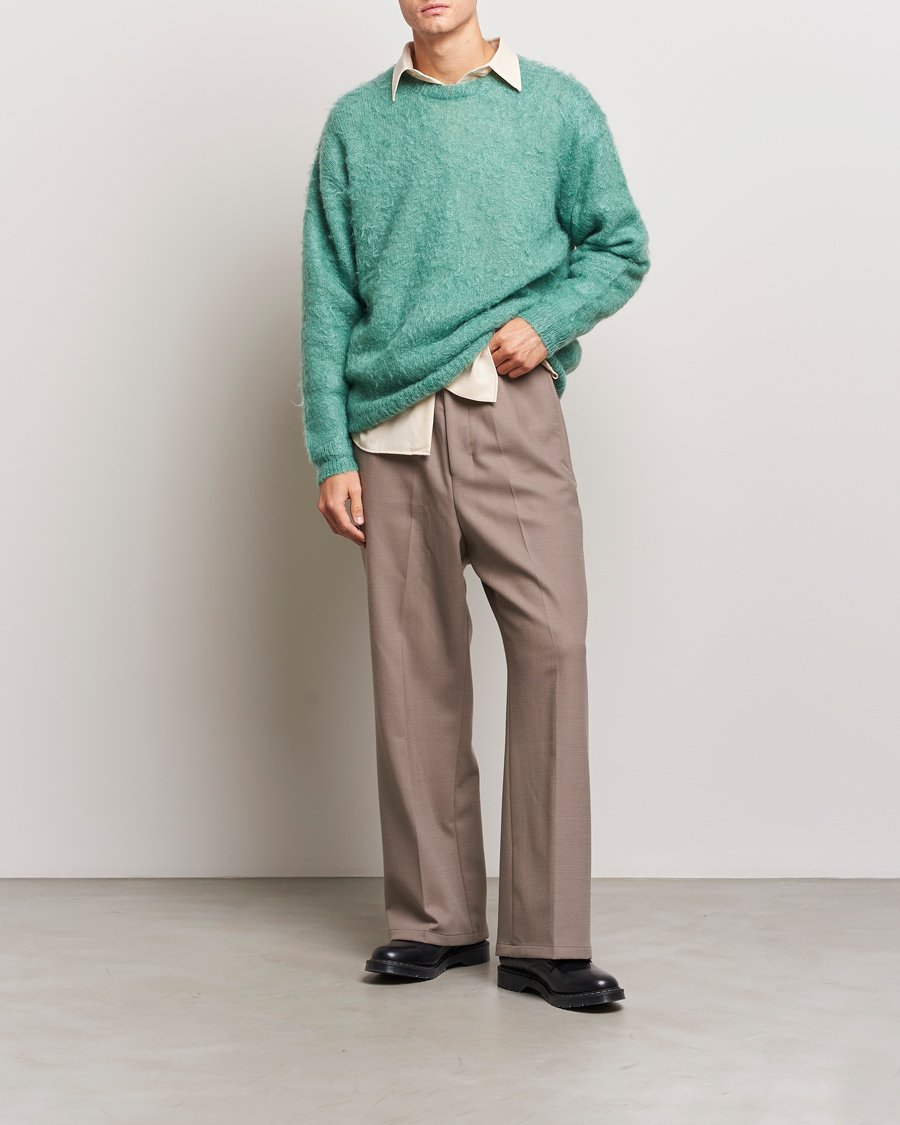 Herr | Tröjor | Auralee | Brushed Mohair Pullover Jade Green