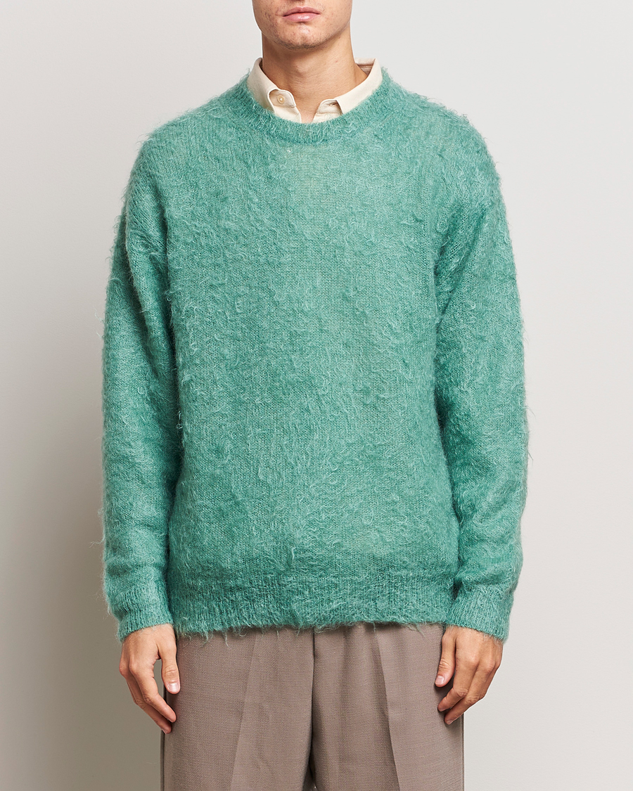 Herr | Tröjor | Auralee | Brushed Mohair Pullover Jade Green