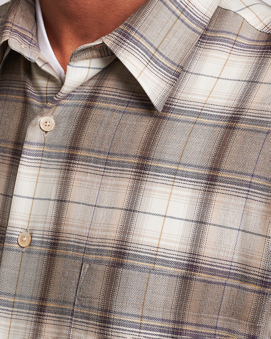 Herr | Skjortor | Auralee | Super Light Wool Shirt Brown Check