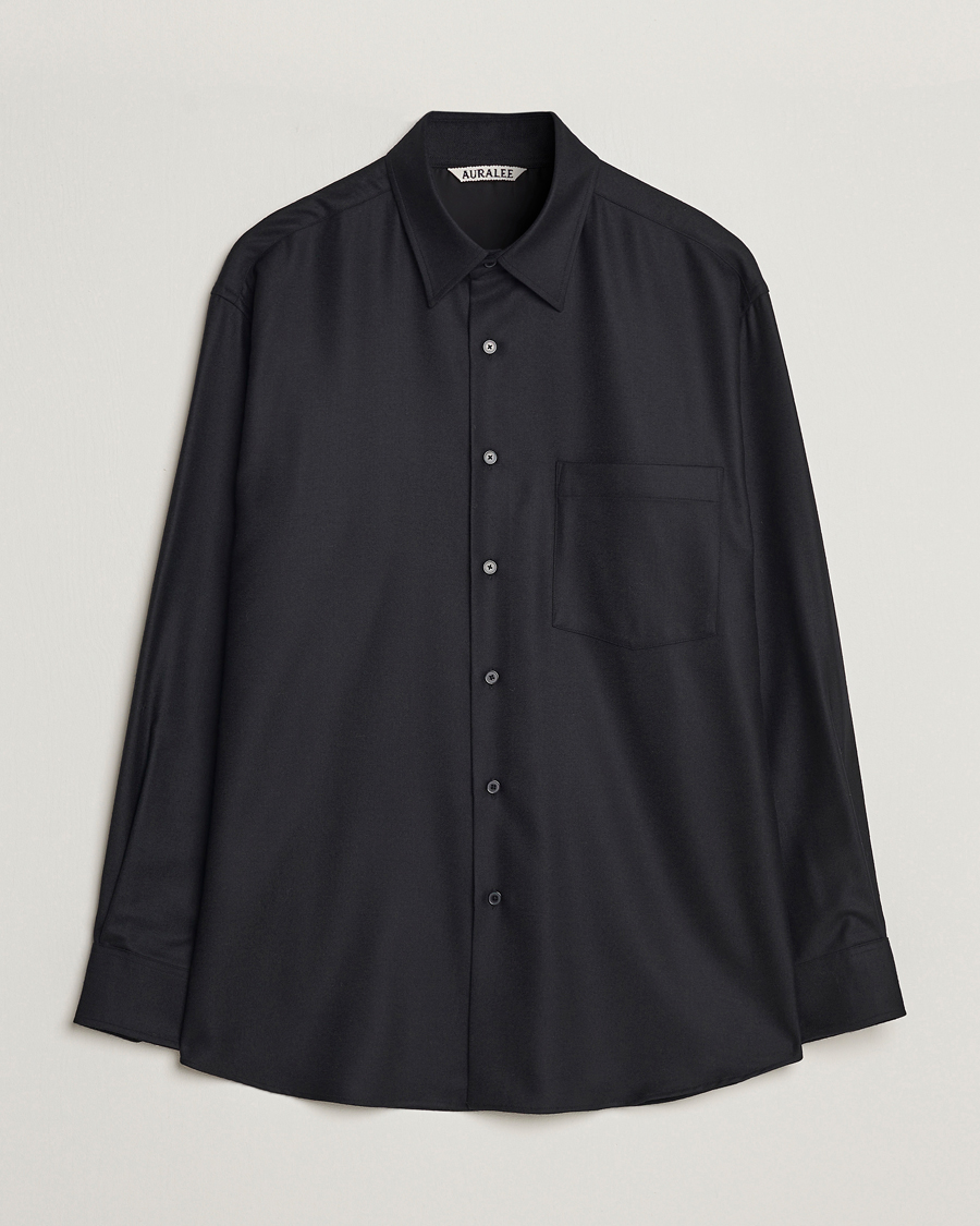 Herr | Skjortor | Auralee | Super Light Wool Shirt Black