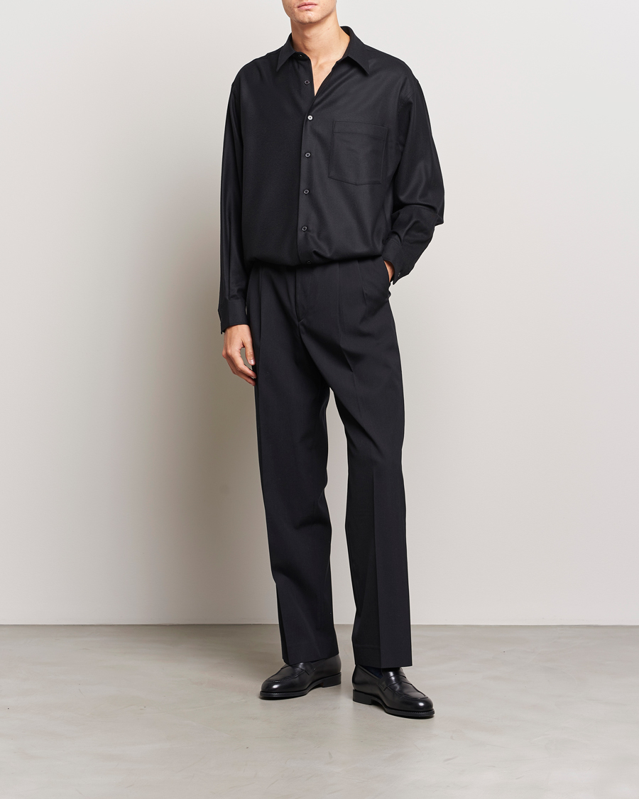Herr | Skjortor | Auralee | Super Light Wool Shirt Black