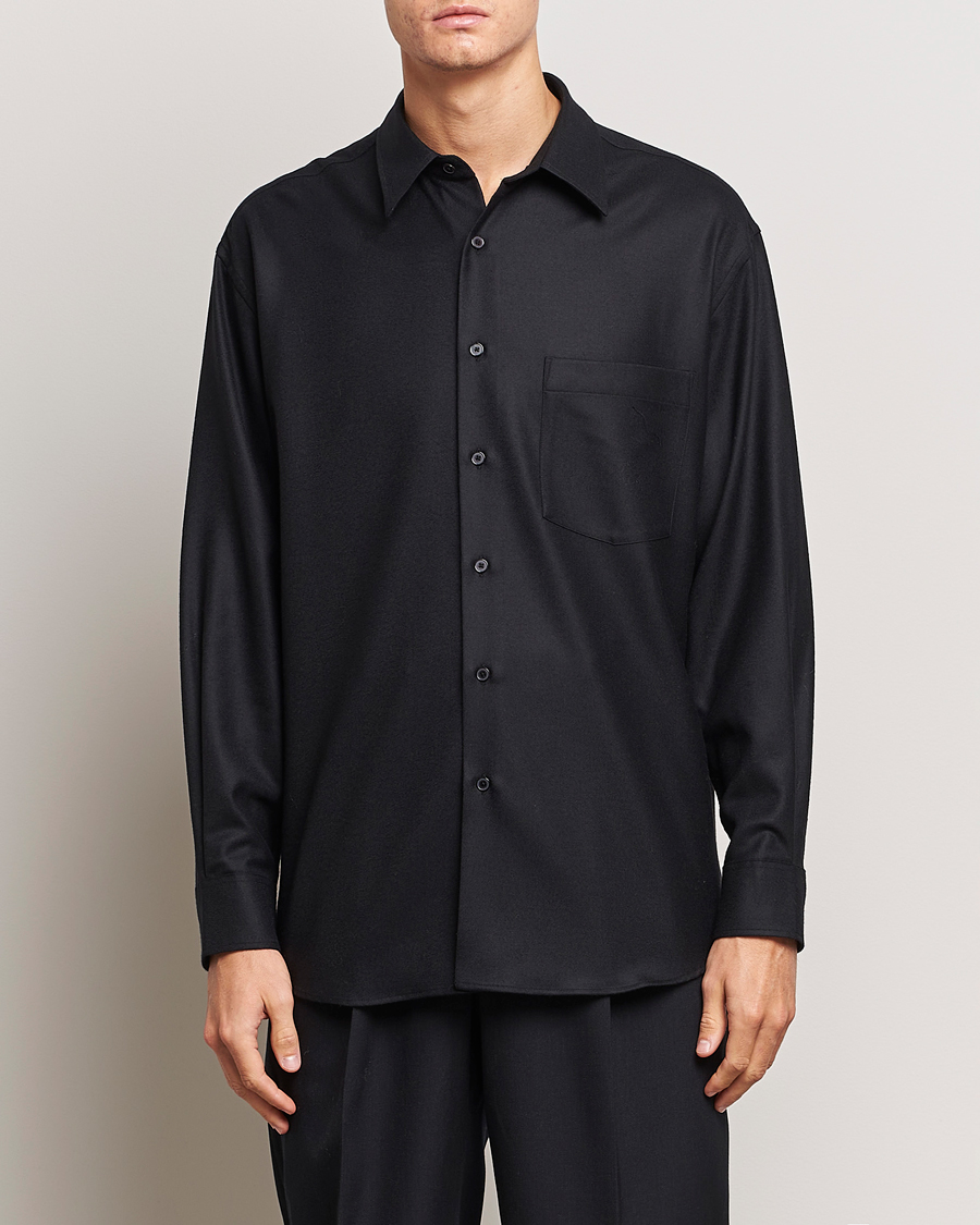 Herr | Skjortor | Auralee | Super Light Wool Shirt Black