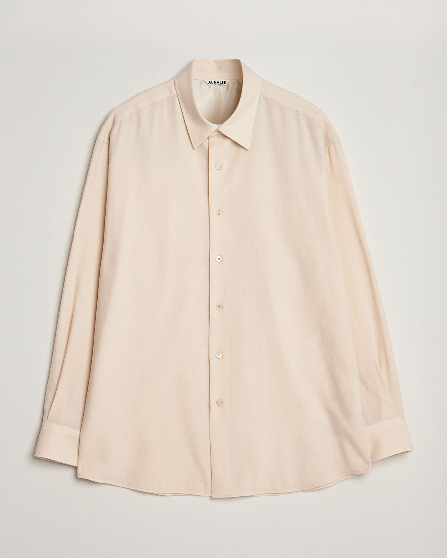 Herr | Skjortor | Auralee | Viyella Wool Shirt Ivory