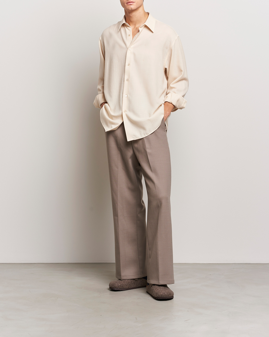 Herr | Skjortor | Auralee | Viyella Wool Shirt Ivory