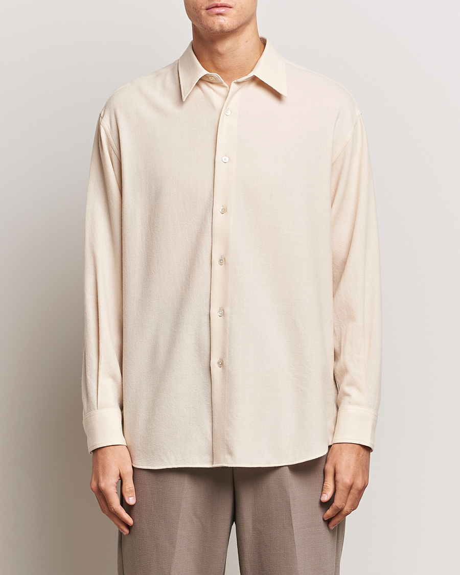 Herr | Nya varumärken | Auralee | Viyella Wool Shirt Ivory