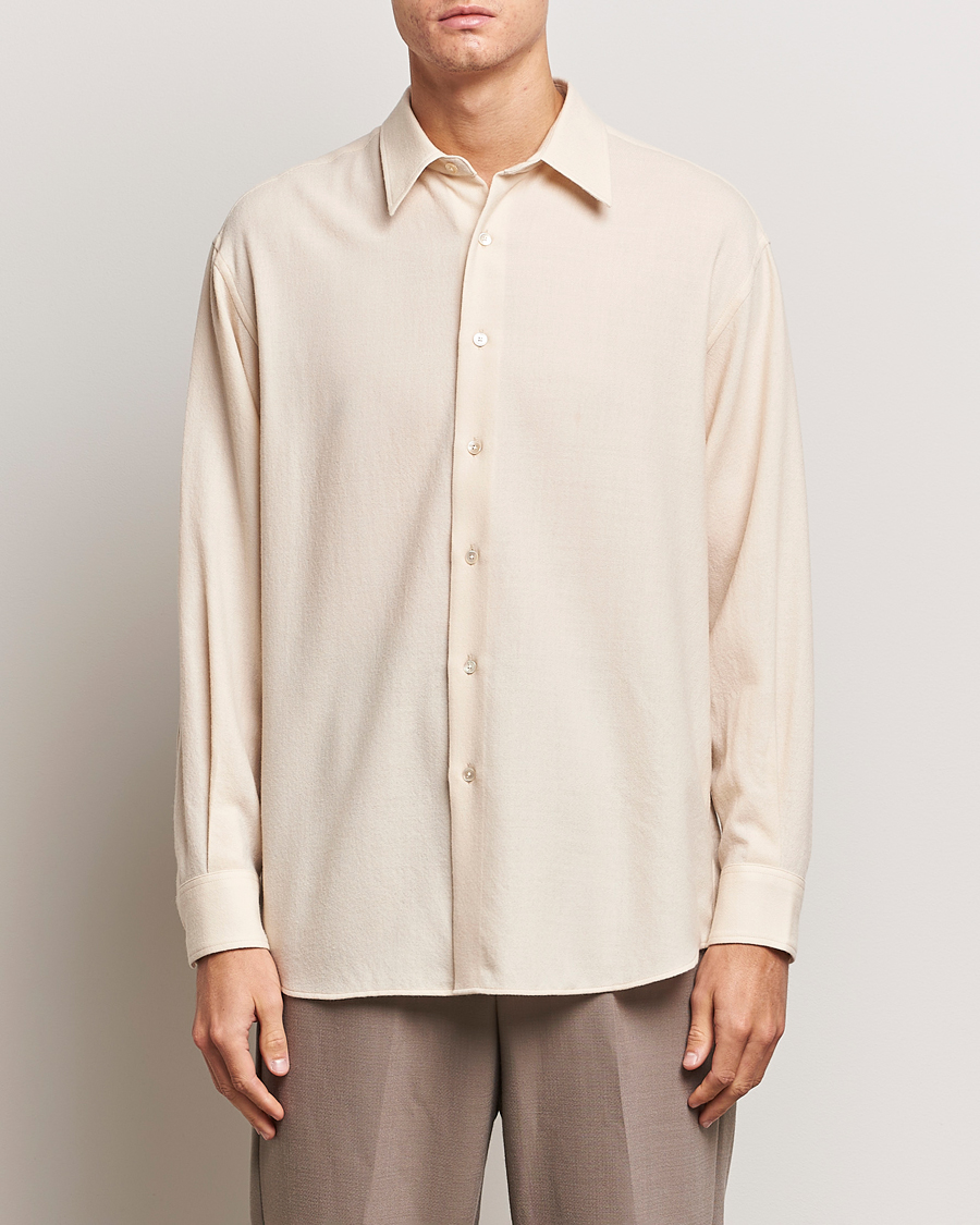 Herr | Skjortor | Auralee | Viyella Wool Shirt Ivory