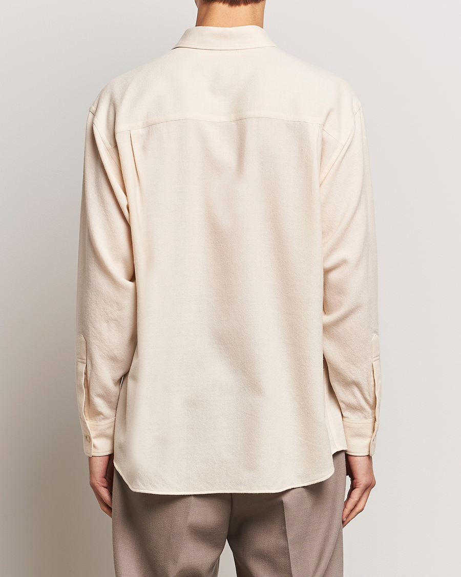 Herr | Skjortor | Auralee | Viyella Wool Shirt Ivory