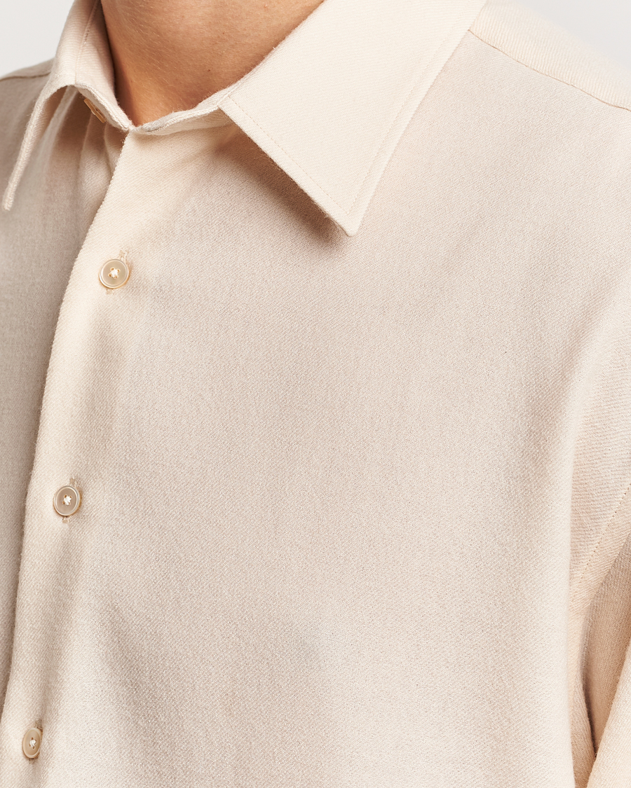 Herr | Skjortor | Auralee | Viyella Wool Shirt Ivory