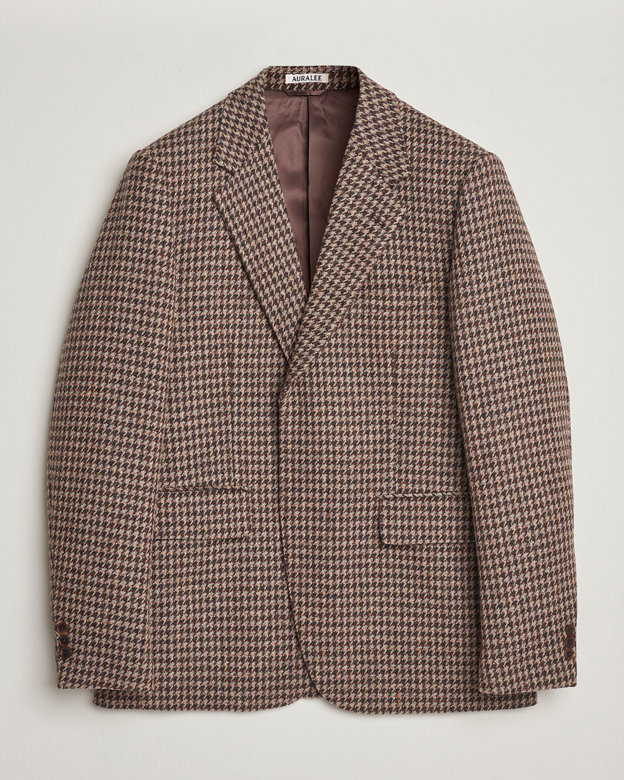 Herr | Kavajer | Auralee | Houndstooth Wool Blazer Brown