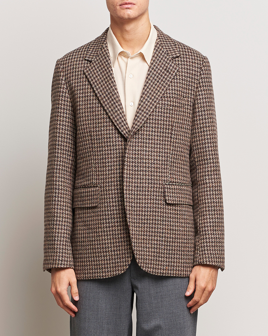 Herr | Kavajer | Auralee | Houndstooth Wool Blazer Brown