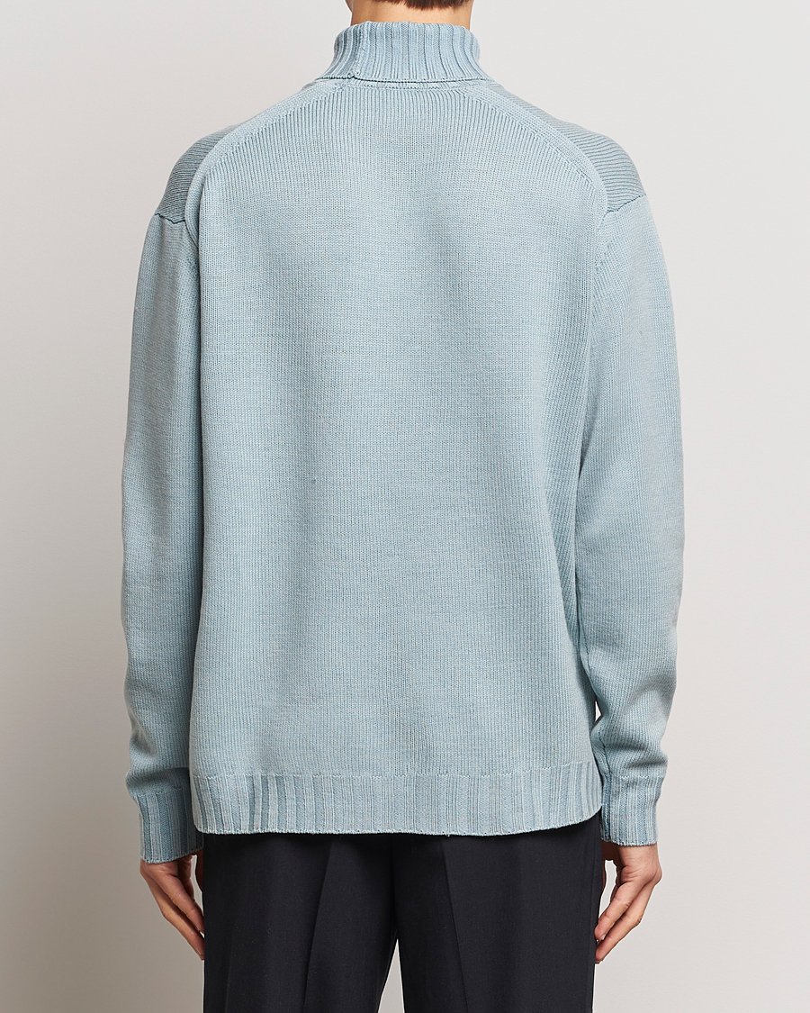 Herr | Tröjor | Auralee | Washed French Merino Rollneck Light Blue