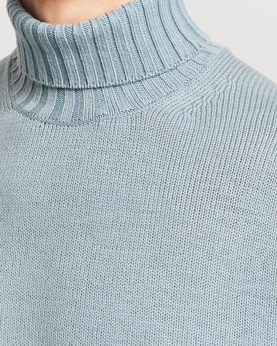 Herr | Tröjor | Auralee | Washed French Merino Rollneck Light Blue