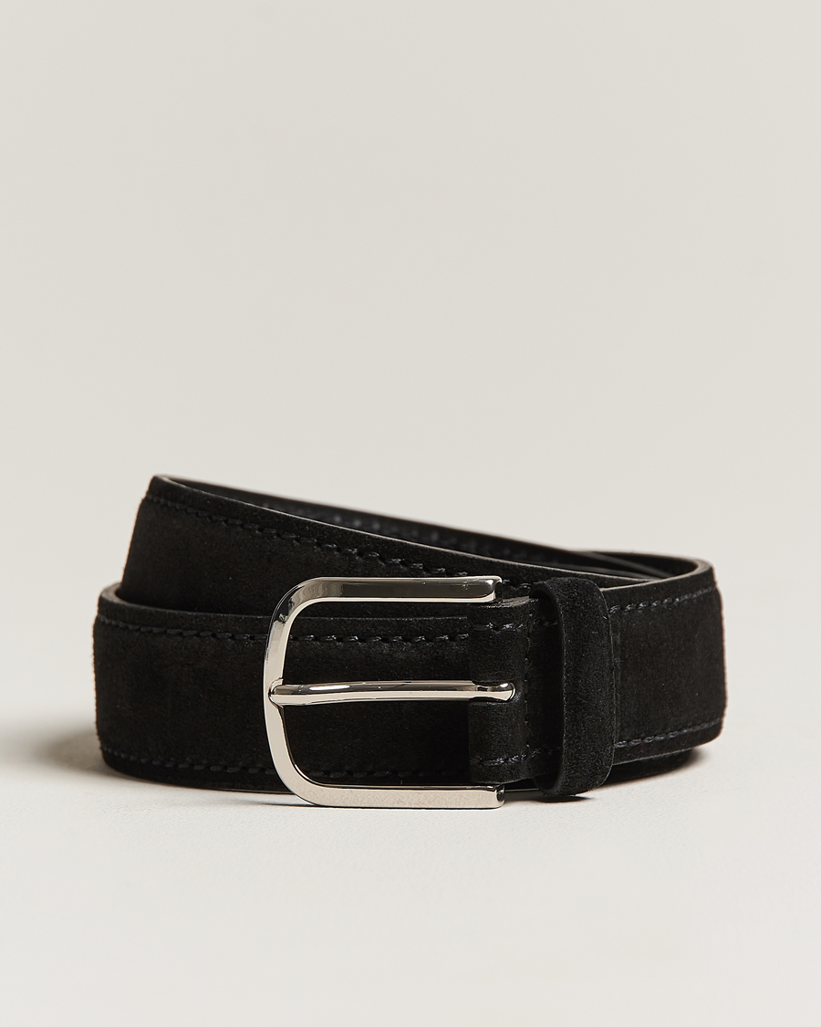 Herr | Orciani Suede Belt 3,5 cm Black | Orciani | Suede Belt 3,5 cm Black