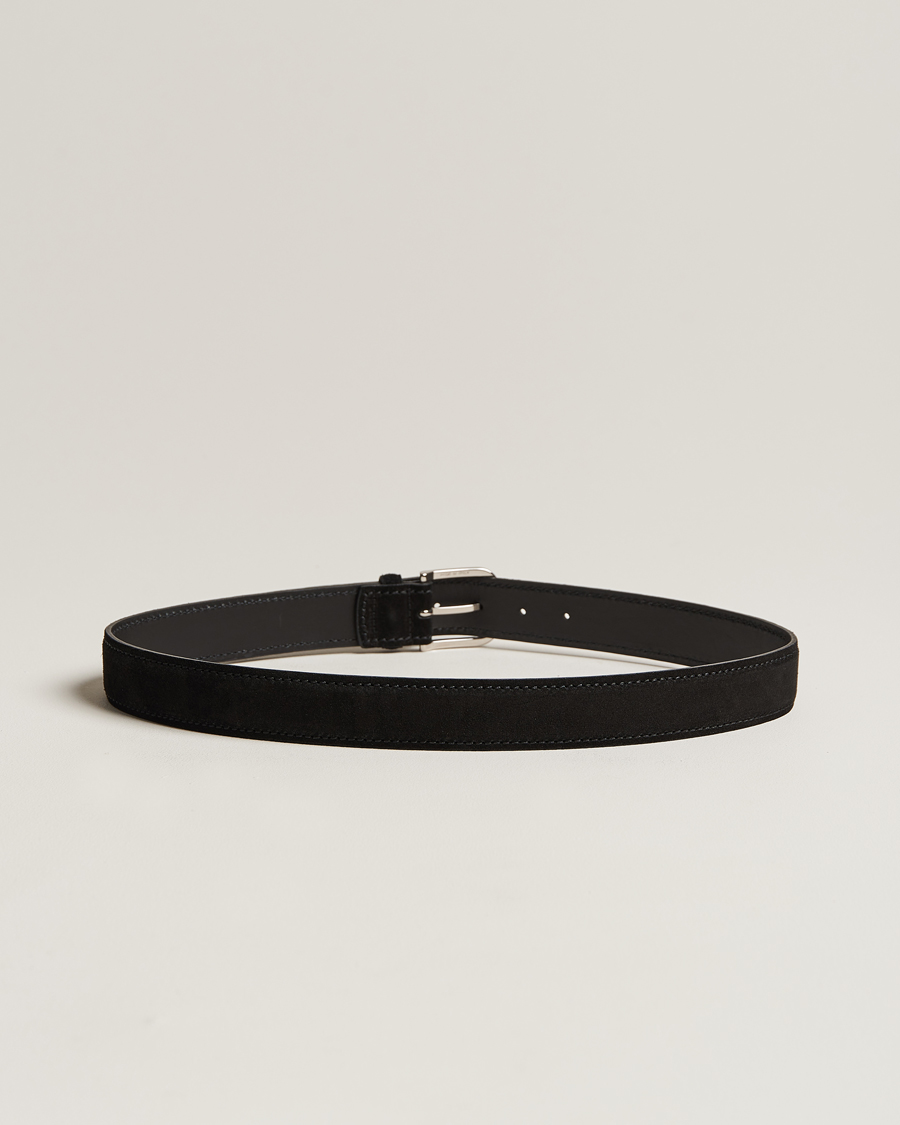 Herr | Orciani Suede Belt 3,5 cm Black | Orciani | Suede Belt 3,5 cm Black