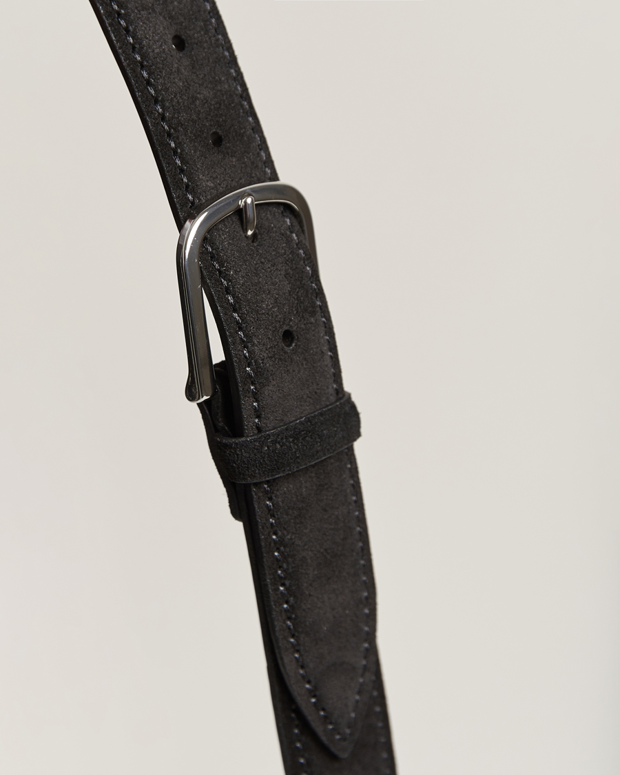 Herr | Orciani Suede Belt 3,5 cm Black | Orciani | Suede Belt 3,5 cm Black