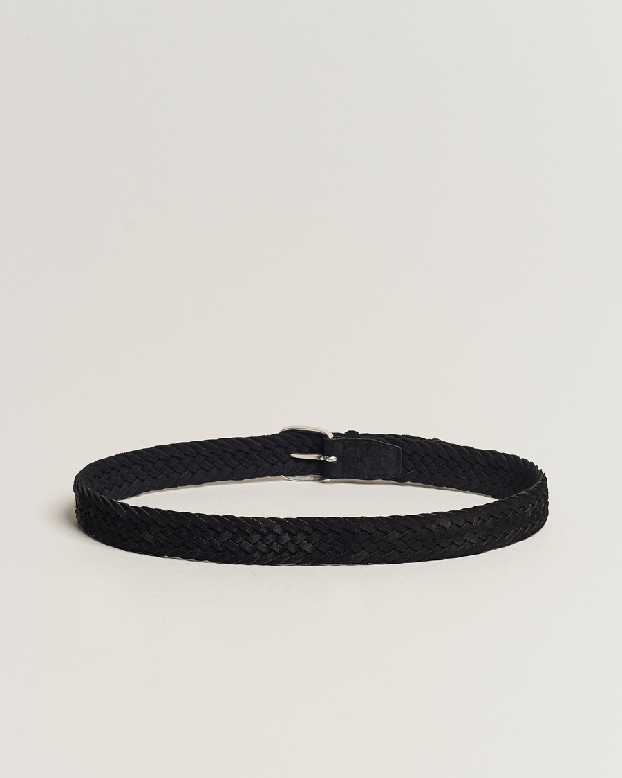 Herr | Flätade bälten | Orciani | Braided Suede Belt 3,5 cm Black