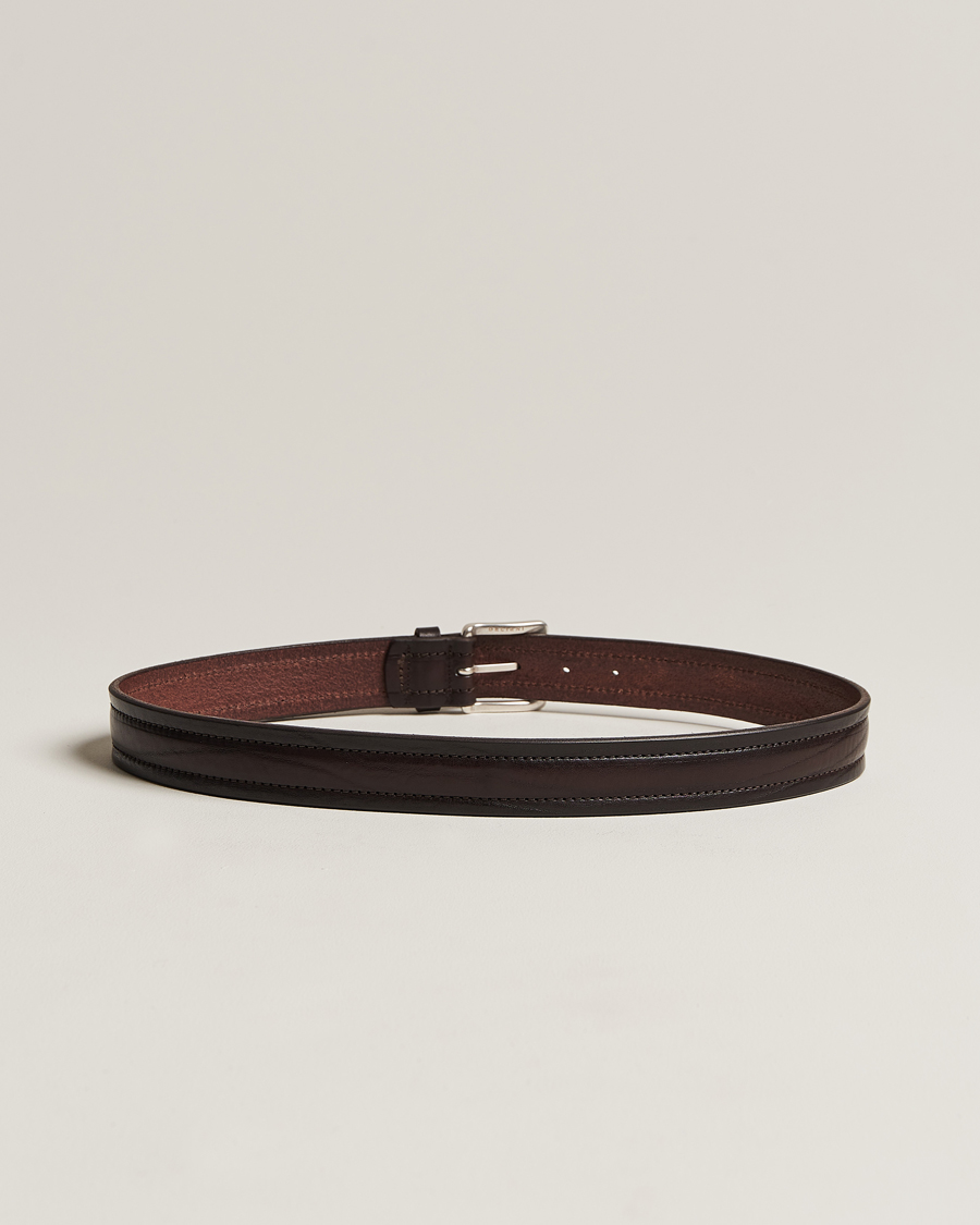 Herr | Accessoarer | Orciani | Vachetta Stitched Belt 3,5 cm Dark Brown