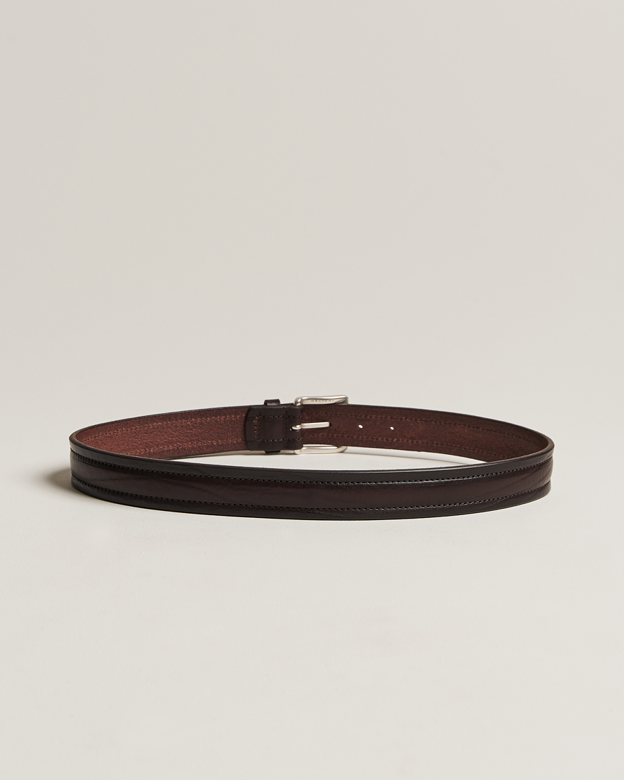 Herr |  | Orciani | Vachetta Stitched Belt 3,5 cm Dark Brown