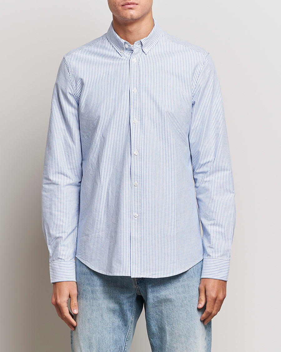Herr |  | Samsøe & Samsøe | Liam Striped Button Down Shirt  Blue/White