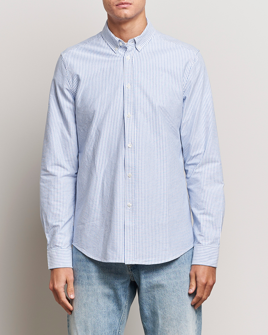 Herr | Skjortor | Samsøe Samsøe | Liam Striped Button Down Shirt Blue/White