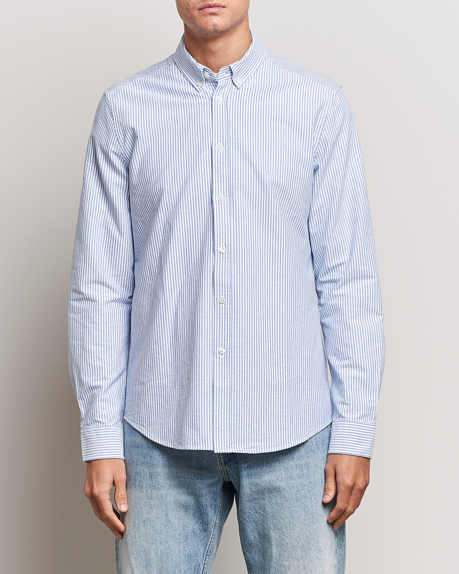 Herr | Kläder | Samsøe Samsøe | Liam Striped Button Down Shirt  Blue/White