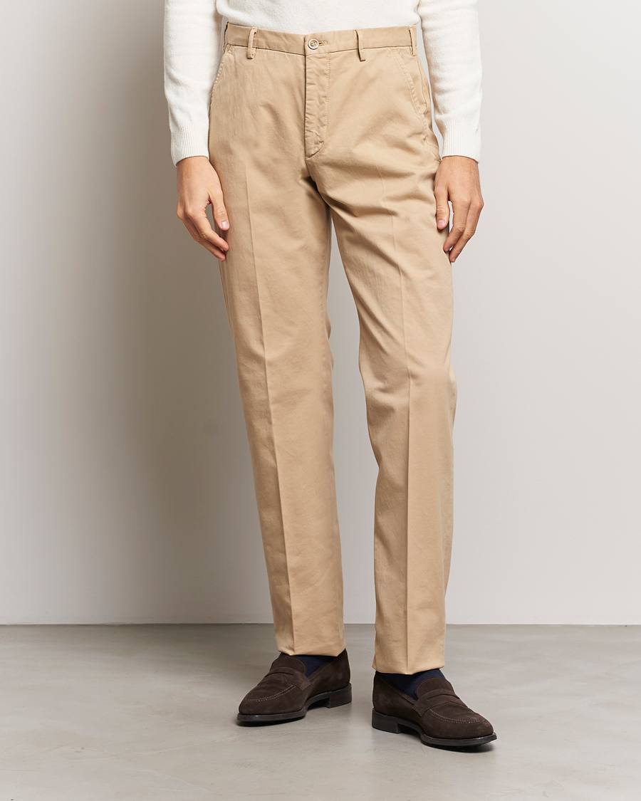 Herr | Byxor | Incotex | Straight Fit Cotton Chinos Light Beige