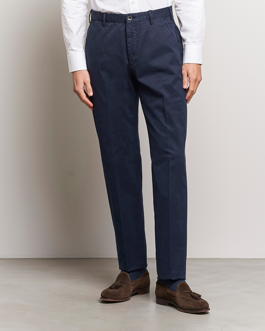 Herr | Incotex | Incotex | Straight Fit Cotton Chinos Navy