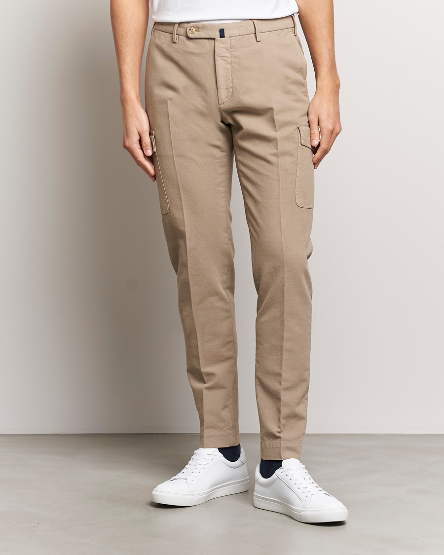 Herr |  | Incotex | Slim Fit Cotton Cargo Pocket Trousers Beige