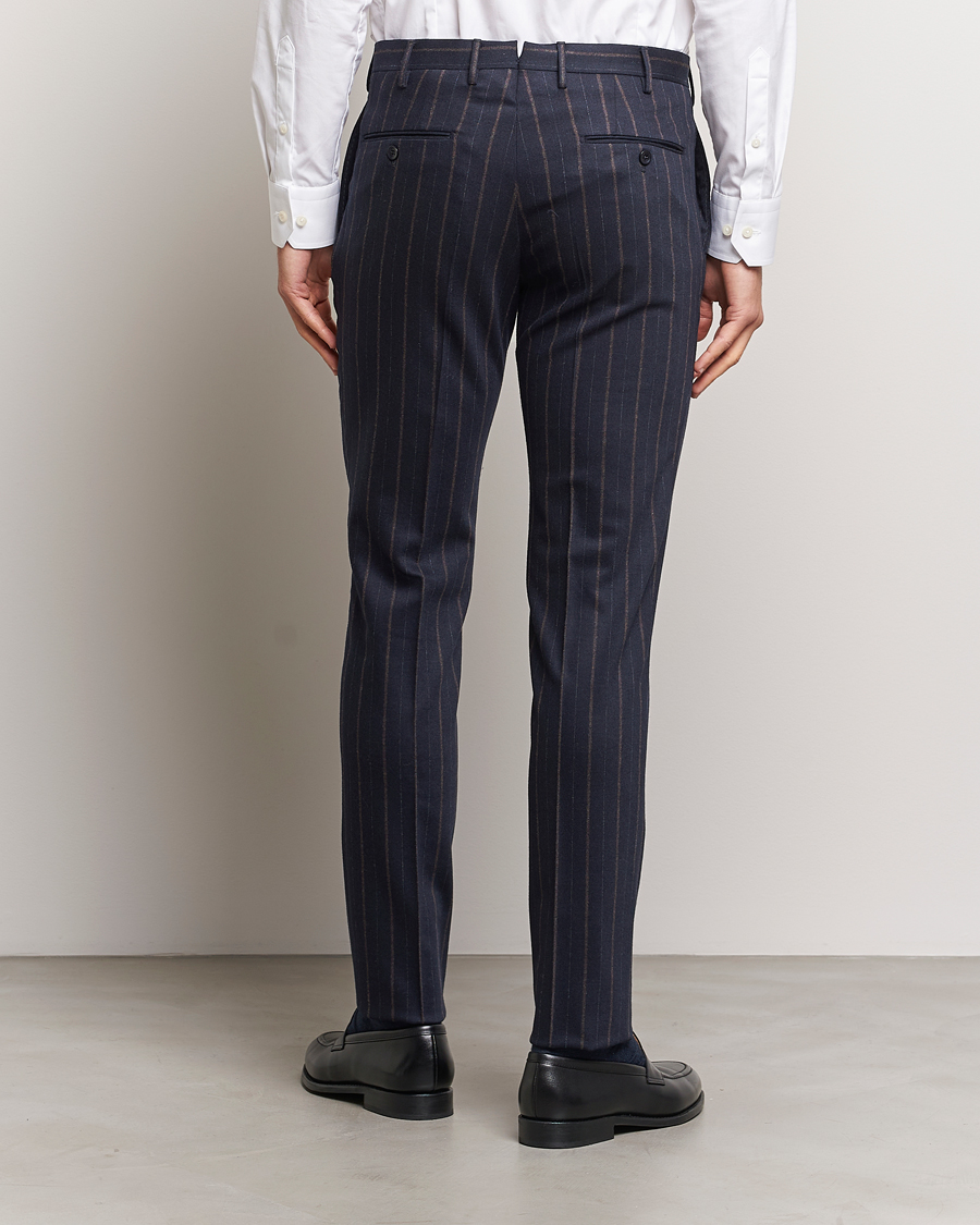 Herr | Byxor | Incotex | Wool/Cashmere Stretch Pinstripe Trousers Navy