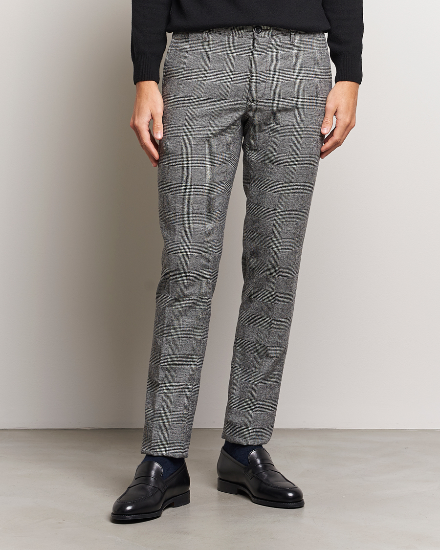 Herr | Byxor | Incotex | Slim Fit Prince Of Wales Check Pants Grey