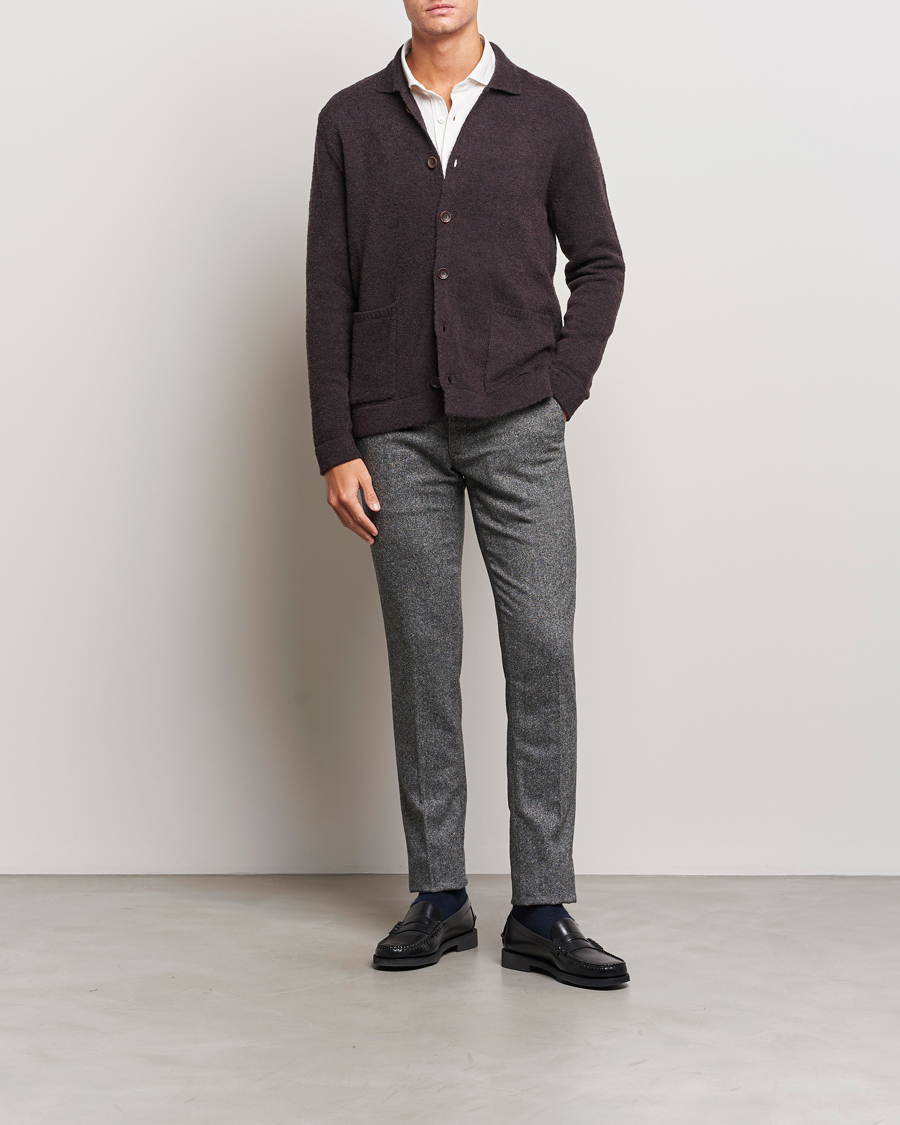 Herr | Byxor | Incotex | Slim Fit Washed Wool/Silk Slacks Grey Melange