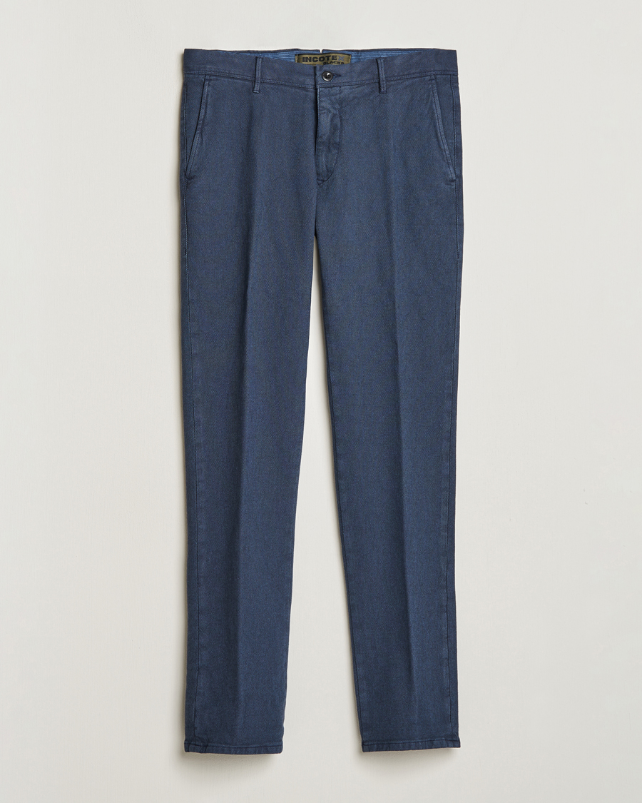 Herr | Byxor | Incotex | Slim Fit Overdyed Microstructure Slacks Dark Blue
