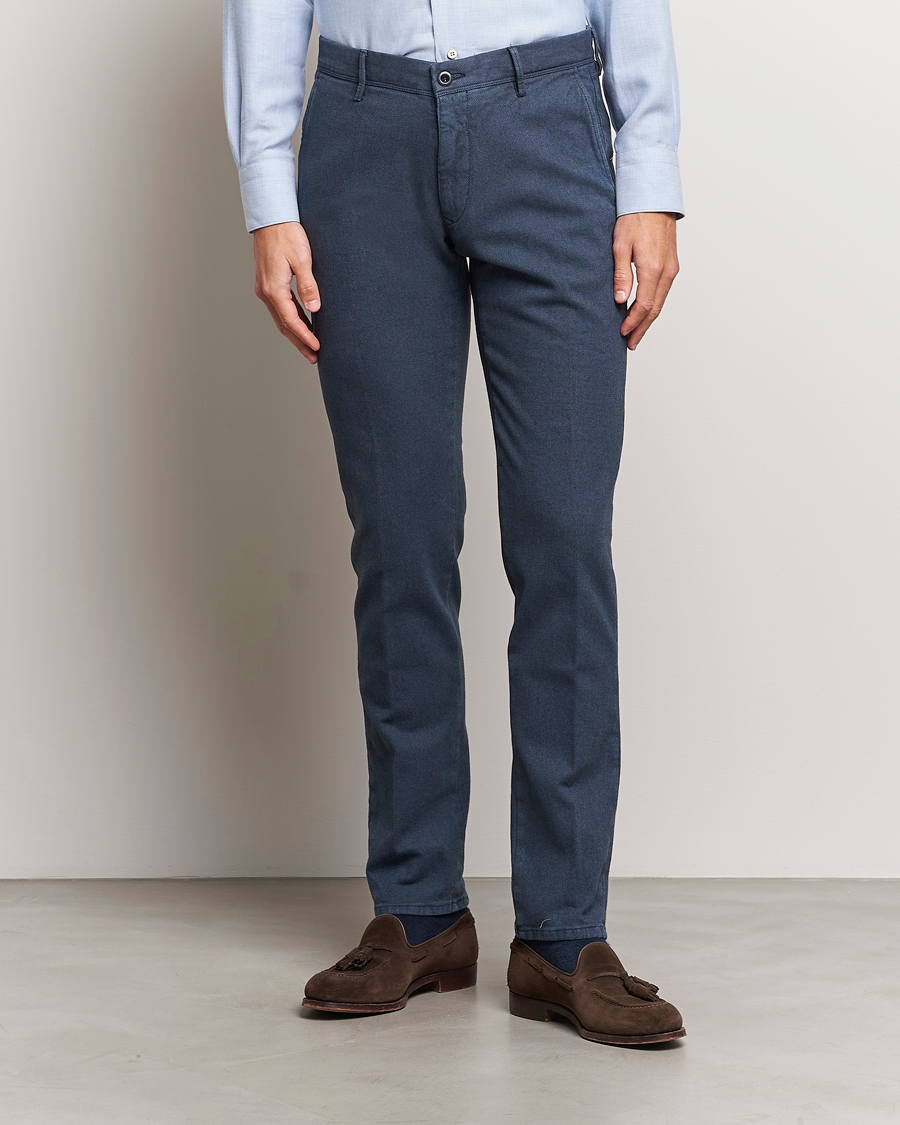 Herr | Byxor | Incotex | Slim Fit Overdyed Microstructure Slacks Dark Blue