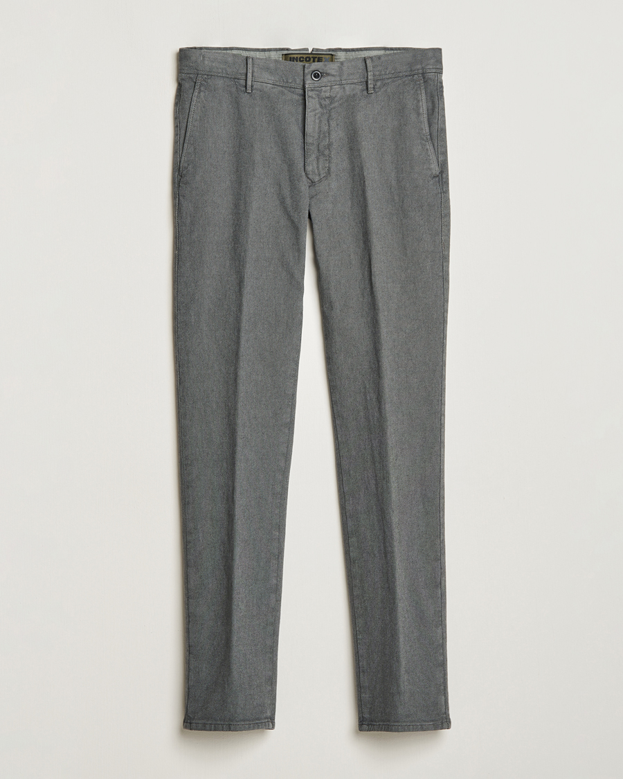 Herr | Byxor | Incotex | Slim Fit Overdyed Microstructure Slacks Dark Grey