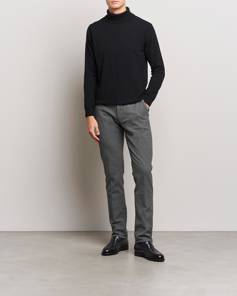 Herr | Byxor | Incotex | Slim Fit Overdyed Microstructure Slacks Dark Grey