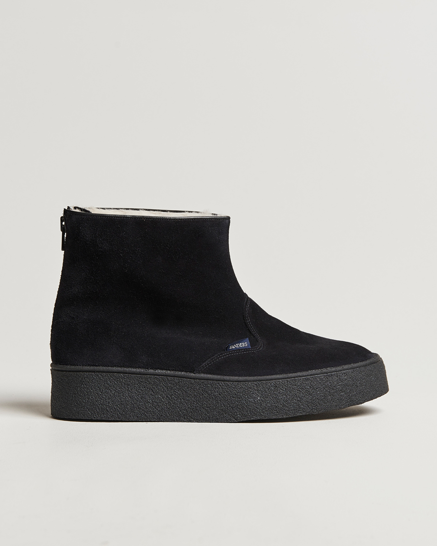 Herr | Sanders Sherling Lined Curling Boot Black Suede | Sanders | Sherling Lined Curling Boot Black Suede