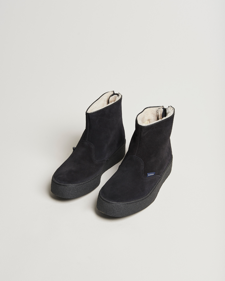 Herr | Kängor | Sanders | Sherling Lined Suede Curling Boot Black