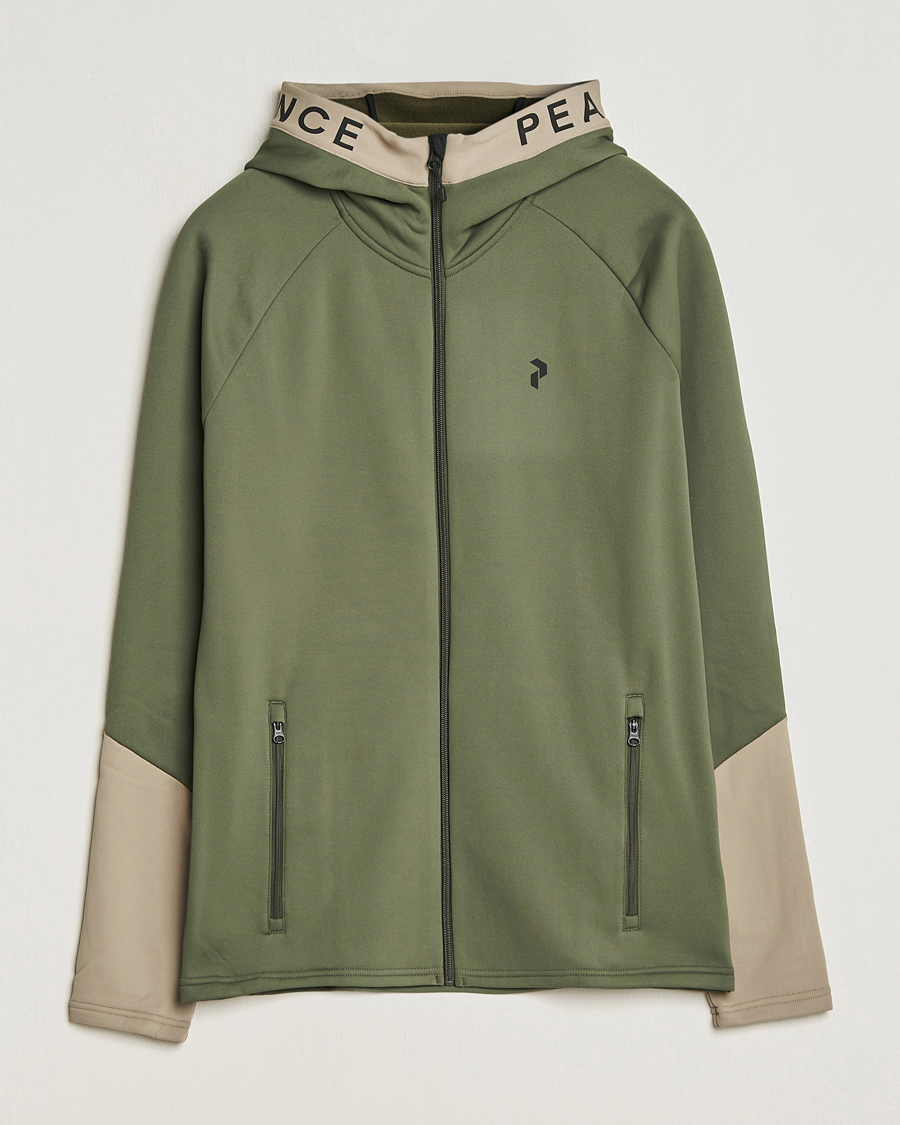 Herr | Tröjor | Peak Performance | Rider Hooded Full Zip Pine Needle/Avid Beige