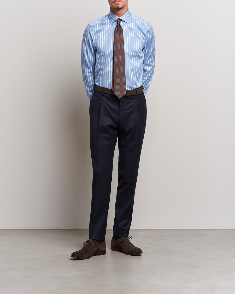 Herr | Skjortor | Stenströms | Slimline Striped Cut Away Shirt Blue