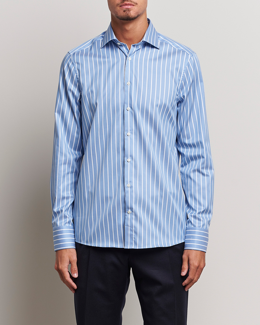 Herr | Skjortor | Stenströms | Slimline Striped Cut Away Shirt Blue