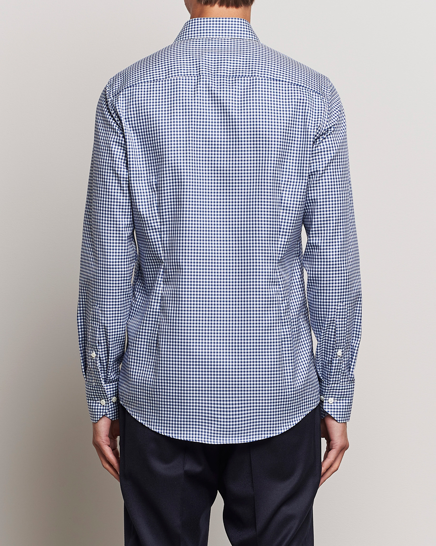 Herr | Skjortor | Stenströms | Slimline Mini Check Cut Away Shirt Blue