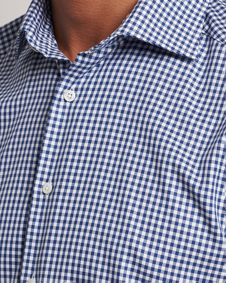 Herr | Skjortor | Stenströms | Slimline Mini Check Cut Away Shirt Blue