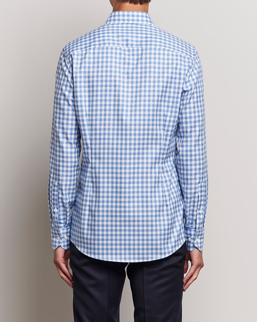 Herr | Skjortor | Stenströms | Slimline Check Cut Away Shirt Light Blue