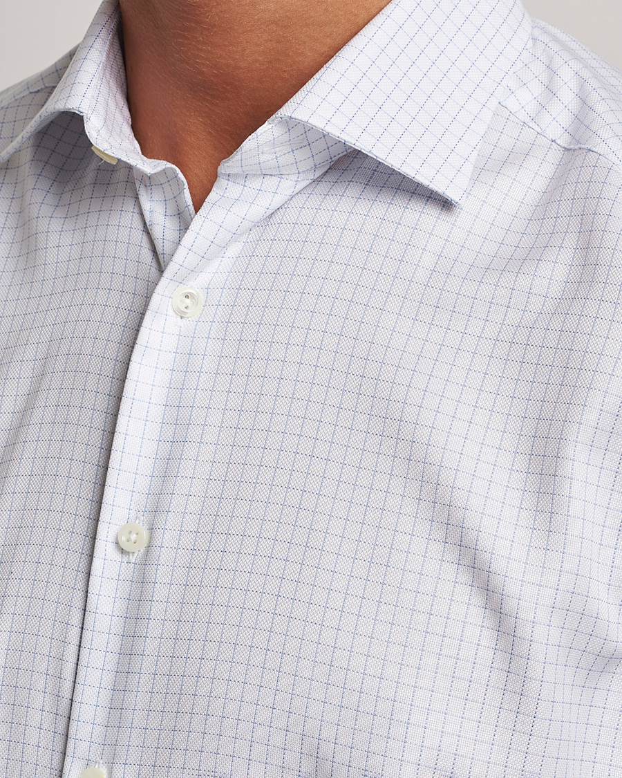 Herr | Skjortor | Stenströms | Slimline Thin Check Cut Away Shirt White